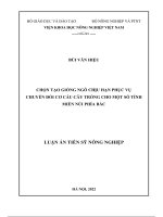 luận án tiến sĩ nông nghiệp chọn tạo giống ngô chịu hạn phục vụ chuyển đổi cơ cấu cây trồng cho một số tỉnh miền núi phía bắc