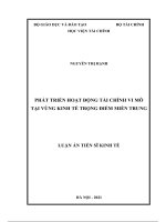 luận án tiến sĩ kinh tế phát triển hoạt động tài chính vi mô tại vùng kinh tế trọng điểm miền trung