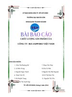 bài báo cáo CHẤT LƯỢNG SẢN PHẨM CỦA CÔNG TY BIA SAPPORO VIỆT NAM