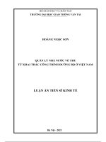 luận án tiến sĩ kinh tế quản lý nhà nước về thu từ khai thác công trình đường bộ ở việt nam