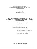 luận án tiến sĩ kinh tế mối quan hệ giữa nhận thức tư duy gắn kết và ý định hành động khởi nghiệp của sinh viên