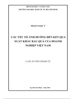 luận án tiến sĩ kinh tế các yếu tố ảnh hưởng đến kết quả xuất khẩu rau quả của doanh nghiệp việt nam
