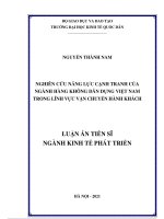 luận án tiến sĩ kinh tế phát triển nghiên cứu năng lực cạnh tranh của ngành hàng không dân dụng việt nam trong lĩnh vực vận chuyển hành khách