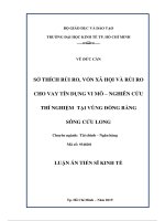 sở thích rủi ro vốn xã hội và rủi ro cho vay tín dụng vi mô nghiên cứu thí nghiệm tại vùng đồng bằng sông cửu long