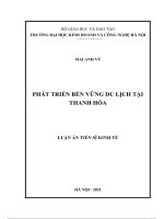 luận án tiến sĩ kinh tế phát triển bền vững du lịch tại thanh hóa