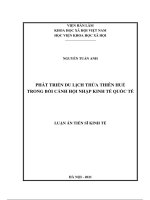 luận án tiến sĩ kinh tế phát triển du lịch thừa thiên huế trong bối cảnh hội nhập kinh tế quốc tế
