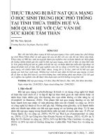 THỰC TRẠNG BỊ BẮT NẠT QUA MẠNG Ở HỌC SINH TRUNG HỌC PHỔ THÔNG TẠI TỈNH THỪA THIÊN HUẾ VÀ MỐI QUAN HỆ VỚI CÁC VẤN ĐỀ SỨC KHỎE TÂM THẦN