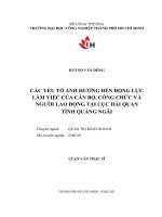 các yếu tố ảnh hưởng đến động lực làm việc của cán bộ công chức và người lao động tại cục hải quan tỉnh quảng ngãi
