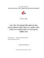 các yếu tố ảnh hưởng đến sự hài lòng trong công việc của nhân viên công ty cổ phần đầu tư xây dựng thiên tân