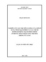 Nghiên cứu giá trị tiên lượng của chỉ số xung tĩnh mạch phổi và các chỉ số Doppler động mạch phổi chính ở những thai chậm tăng trưởng trong tử cung