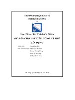 tiểu luận đề bài cho vay tiêu dùng và thẻtín dụng