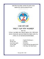 NÂNG CAO HIỆU QUẢ HOẠT ĐỘNG XÚC TIẾN BÁN HÀNG TOUR DU LỊCH OUTBOUND TRỌN GÓI CỦA CÔNG TY LỮ HÀNH HANOITOURIST