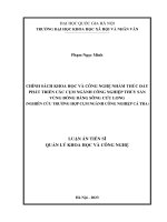 Luận án tiến sĩ Quản lý khoa học và công nghệ: Chính sách khoa học và công nghệ nhằm thúc đẩy phát triển các cụm ngành công nghiệp thủy sản vùng đồng bằng sông Cửu Long (Nghiên cứu trường hợp cụm ngành công nghiệp cá tra)