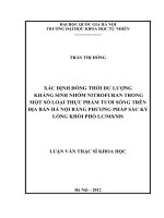 Luận văn thạc sĩ khoa học: Xác định đồng thời dư lượng kháng sinh nhóm nitrofuran trong một số loại thực phẩm tươi sống trên địa bàn Hà Nội bằng phương pháp sắc ký lỏng khối phổ LC/MS/MS