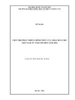 Luận án tiến sĩ Quốc tế học: Viện trợ phát triển chính thức của Nhật Bản cho Việt Nam từ năm 1992 đến năm 2016