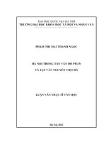 Luận văn thạc sĩ Văn học: Hà Nội trong tản văn Đỗ Phấn và tạp văn Nguyễn Việt Hà