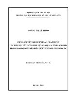 Luận án tiến sĩ Lịch sử: Chăm sóc sức khỏe sinh sản của phụ nữ các dân tộc Tày, Nùng ở huyện Văn Quan, tỉnh Lạng Sơn trong lao động xuyên biên giới Việt Nam – Trung Quốc