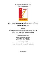 BÀI THU HOẠCH MÔN TƯ TƯỞNG HỒ CHÍ MINH Đề tài Giá trị lịch sử và nhân văn trong bản di chúc của chủ tịch Hồ Chí Minh