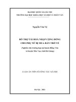 Luận án tiến sĩ Công tác xã hội: Hỗ trợ tái hòa nhập cộng đồng cho phụ nữ bị mua bán trở về (Nghiên cứu trường hợp tại huyện Đồng Văn và huyện Mèo Vạc, tỉnh Hà Giang)