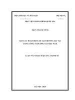 quản lý hoạt động du lịch đường sắt tại tổng công ty đường sắt việt nam
