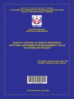 quality control at bosch vietnam by applying contamination management cycle in system cip project
