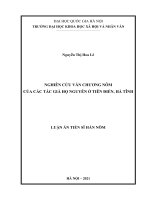 Luận án tiến sĩ Hán nôm: Nghiên cứu văn chương Nôm của các tác giả họ Nguyễn ở Tiên Điền Hà Tĩnh