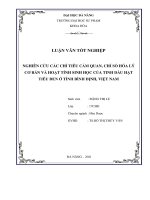 nghiên cứu các chỉ tiêu cảm quan chỉ số hóa lý cơ bản và hoạt tính sinh học của tinh dầu hạt tiêu đen ở tỉnh bình định việt nam