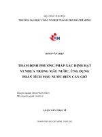 thẩm định phương pháp xác định hạt vi nhựa trong mẫu nước ứng dụng phân tích mẫu nước biển cần giờ