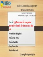 chủ đề ngộ độc do hóa chất trong nhóm nguyên liệu có nguồn gốc từ thực vật và động vật