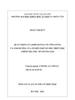 Tóm tắt Luận án tiến sĩ Triết học: Quan niệm của John Rawls về công bằng  và ảnh hưởng của nó đến một số nhà triết học  chính trị Anh – Mỹ đương đại