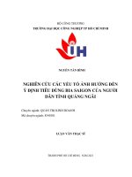 nghiên cứu các yếu tố ảnh hưởng đến ý định tiêu dùng bia saigon của người dân tỉnh quảng ngãi