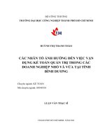 các nhân tố ảnh hưởng đến việc vận dụng kế toán quản trị trong các doanh nghiệp nhỏ và vừa tại tỉnh bình dương