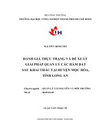 đánh giá thực trạng và đề xuất giải pháp quản lý các hầm đất sau khai thác tại huyện mộc hóa tỉnh long an
