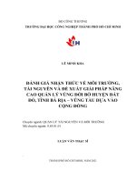 đánh giá nhận thức về môi trường tài nguyên và đề xuất giải pháp nâng cao quản lý vùng đới bờ huyện đất đỏ tỉnh bà rịa vũng tàu dựa vào cộng đồng