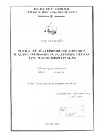 Luận văn thạc sĩ Hóa học: Nghiên cứu quá trình thu tách Antimon từ quặng Antimonite và Valentinite Việt Nam bằng phương pháp điện phân