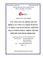 các yếu tố tác động quyết định vay vốn của khách hàng cá nhân tại ngân hàng thương mại cổ phần phát triển thành phố hồ chí minh hdbank