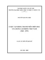 Luận án tiến sĩ Lịch sử: Cuộc vận động thanh niên miền Bắc của Đảng Lao động Việt Nam (1965-1975)