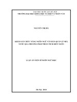 Luận án tiến sĩ Ngôn ngữ học: Khảo sát chức năng ngôn ngữ văn bản quản lý nhà nước qua phương pháp phân tích diễn ngôn