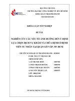 nghiên cứu các yếu tố ảnh hưởng đến ý định lựa chọn dịch vụ khám và chữa bệnh tại bệnh viện tư nhân ở gò vấp tp hcm