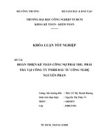 hoàn thiện kế toán công nợ phải thu phải trả tại công ty tnhh đầu tư công nghệ nguyễn phan