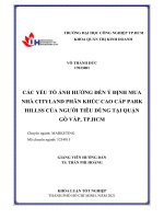 các yếu tố ảnh hưởng đến ý định mua nhà cityland phân khúc cao cấp park hillss của người tiêu dùng tại quận gò vấp thành phố hồ chí minh