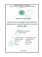đánh giá kết quả xây dựng nông thôn mới trên địa bàn xã thanh cao huyện lương sơn tỉnh hoa