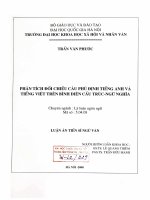 Luận án tiến sĩ Ngữ văn: Phân tích đối chiếu câu phủ định tiếng Anh và tiếng Việt trên bình diện cấu trúc - ngữ nghĩa