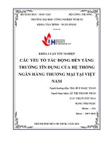 các yếu tố tác động đến tăng trưởng tín dụng của hệ thống ngân hàng thương mại tại việt nam