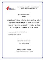 nghiên cứu các yếu tố ảnh hưởng đến ý định mua sắm trực tuyến trên các trang thương mại điện tử của khách hàng thành phố hồ chí minh