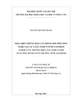 Luận văn thạc sĩ Quản lý khoa học và công nghệ: Nhận diện những rào cản trong đổi mới công nghệ tại các làng nghề ở Tỉnh Nam Định (Nghiên cứu trường hợp Làng nghề cơ khí Xuân Tiến, Huyện Xuân Trường, Tỉnh Nam Định)