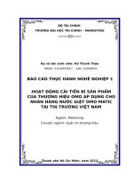 hoạt động cải tiến bì sản phẩm của thương hiệu omo áp dụng cho nhãn hàng nước giặt omo matic tại thị trường việt nam
