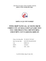 tổng hợp nano ag au bằng dịch chiết cây an xoa làm vật liệu xúc tác cho phản ứng chuyển hóa chất hữu cơ và kháng khuẩn