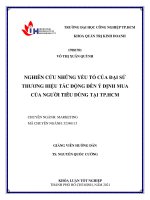 nghiên cứu những yếu tố của đại sứ thương hiệu tác động đến ý định mua của người tiêu dùng tại thành phố hồ chí minh