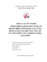 tổng hợp xanh nano vàng từ dịch chiết nấm ngọc cẩu ứng dụng làm vật liệu xúc tác xử lý chất hữu cơ và định lượng glucose